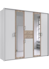 Kleiderschrank wimex "Diver Dreht&uuml;renschrank mit Spiegel, in der Breite: 225cm", wei&szlig; (wei&szlig;, struktureichefb hell, griffe alu), B:225cm H:207cm T:58cm, Schr&auml;nke, Kleiderschrank, Bestseller Schlafzimmerschrank wahlweise 3 Innenausstattungen
