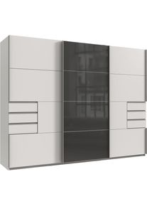 Schwebet&uuml;renschrank wimex "Saigon, Kleiderschrank mit Schiebet&uuml;r", wei&szlig; (wei&szlig;, glas grau, griffe alu), B:270cm H:208cm T:64cm, Holzwerkstoff, Schr&auml;nke, Schwebet&uuml;renschrank, mit Glaselementen, 3 T&uuml;ren, 270cm breit