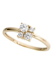 Fingerring Firetti "Schmuck Geschenk Gold 333 Damenring Goldring quadratisch" Gr. 18, gold (gelbgoldfarben, kristallwei&szlig;), Fingerringe, Damen, 18, Gelbgold 333, 1,1mm, Fingerring, mit Zirkonia (synth.)