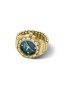 Uhrenring Guess "ESME", gelbgoldfarben, blau, goldfarben &oslash; ca. 15 mm, blau, Armbanduhren, Damen, goldfarben, Uhrenring, Quarzuhr, Damenuhr, Edelstahlringschiene, &Oslash; ca. 15 mm, analog