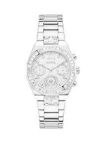 Quarzuhr Guess "SELINA", silber (silberfarben, silberfarben, silberfarben), Armbanduhren, Damen, silberfarben, Quarzuhr, Armbanduhr, Damenuhr, Edelstahlarmband, analog, Tag, Wochentag
