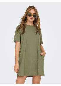 Minikleid Only "ONLMARA S/S POCKET DRESS JRS NOOS", Damen, Gr. L, N-Gr, Kurzarm, Jersey, gr&uuml;n (mermaid), Jersey, Obermaterial: 100% Baumwolle, unifarben, oversize kurz, Rundhals, Kleider Minikleid, Baumwolle, oversize, Rundhals