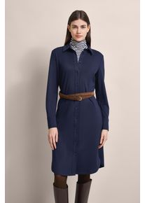 Blusenkleid Bugatti, Damen, Gr. 40, Normalgr&ouml;&szlig;en, Langarm, blau (marine), 70% Viskose, 25% Polyester, 5% Elasthan, unifarben, normal, Kleider Blusenkleid, in legerer Optik