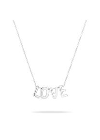 Kette mit Anh&auml;nger ECHTZEIT "Schmuck Geschenk Edelstahl Halskette Love Letters", silber (silberfarben), Halsketten, Damen, Edelstahl, L: 45 B: 2mm, Kette mit Anh&auml;nger, B:2mm