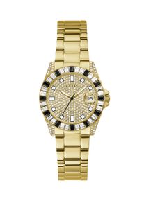 Quarzuhr Guess "OPALINE", gold (goldfarben, champagnerfarben, champagnerfarben), Armbanduhren, Damen, goldfarben, Quarzuhr, Armbanduhr, Damenuhr, Edelstahlarmband, analog, Tag