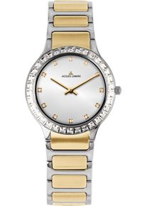 Quarzuhr Jacques Lemans "Milano", gold (silbergoldfarben, silberfarben), Armbanduhren, Damen, silberfarben, Quarzuhr, Armbanduhr, Damenuhr, Edelstahlarmband, analog, Glaskristalle