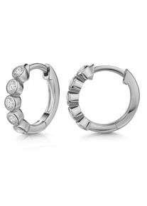 Paar Creolen Firetti "Schmuck Geschenk Silber 925 Ohrringe mit elegantem Steinbesatz", silber (silberfarben, kristallwei&szlig;, kristallwei&szlig;), Ohrringe, Damen, 14mm, Silber 925 (Sterlingsilber), Paar Creolen, Made in Germany - mit Zirkonia (synth.)