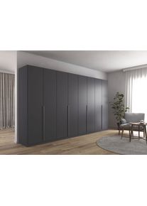 Dreht&uuml;renschrank OTTO HOME "Kleiderschrank Schrank Garderobe AGORDO Schlafzimmer", grau (graumetallic), B:360cm H:210cm T:54cm, Holzwerkstoff, Schr&auml;nke, Dreht&uuml;renschrank, durchdachte Innenausstattung, in 8 Breiten und 2 H&ouml;hen MADE IN GERMANY