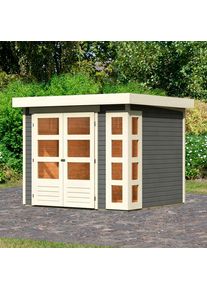 Gartenhaus Karibu "Nordsee 3", grau (terragrau, elfenbeinfarben, naturbelassen), ohne Fu&szlig;boden, ohne Dacheindeckung, Holzwerkstoff, Gartenh&auml;user, Gartenhaus