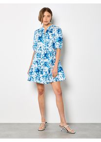 Druckkleid Apricot "Minikleid aus Baumwolle", Damen, Gr. M (38), N-Gr, blau, gewebt, Obermaterial: 100% Baumwolle CO., Puff&auml;rmel Elastisch, Kleider Druckkleid, Druck