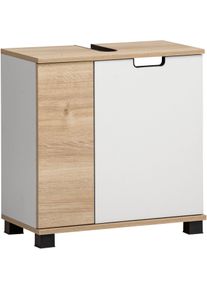 Waschbeckenunterschrank Schildmeyer "Emmik, Waschbeckenunterschrank, Made in Germany, B: 60 cm", wei&szlig; (mattwei&szlig;, wei&szlig;eichefarben), B:59,8cm H:62,4cm T:32,6cm, FSC-zertifizierter Holzwerkstoff, Schr&auml;nke, Waschbeckenunterschrank, Solide Verarbeitung - Dieses Produkt ist in Deutschland gefertigt