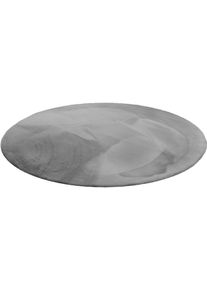 Hochflor-Teppich WECON HOME BASICS "Anna" Gr. 9, grau, H:25mm &Oslash;:100cm, Kunstfaser, Teppiche, Hochflor-Teppich, Wohnzimmer, Schlafzimmer, Felloptik, sehr weich und flauschig, Uni