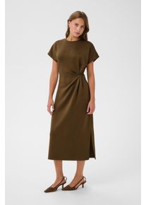 Midikleid Saint Tropez "TheoSZ Dress", Damen, Gr. XL, N-Gr, Kurzarm, Strick, schwarz earth, Strick, Obermaterial: 52% Polyester, 43% Viskose, 5% Elasthan, unifarben, Midi, Rundhals, Kleider Midikleid, Materialmix, Fitted