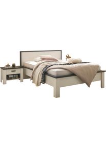 Bettanlage Home Affaire "SHERWOOD", wei&szlig; (pinie wei&szlig; dekor), B:280cm H:93cm T:213cm, Schlafzimmerm&ouml;bel-Sets, Bettanlage, Liegefl&auml;che Bett 140x200cm, 2 Nachttische mit jeweils 1 Schublade