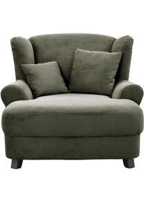 XXL-Sessel OTTO HOME "Oase, B: 120 cm, Sitzh&ouml;he: 50 cm - OTTO. Verl&auml;ssliche Qualit&auml;t.", gr&uuml;n (olive), B:120cm H:101cm T:142cm, 100% Polyester, Sessel, XXL-Sessel, Loungesessel mit 2 Zierkissen & Massivholzf&uuml;&szlig;e