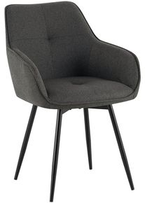 Esszimmerstuhl OTTO HOME "Azura, 2er-Set", grau (anthrazit, schwarz, anthrazit), B:56,5cm H:84cm T:61cm, Metall, Polyester, Polyurethan, St&uuml;hle, Esszimmerstuhl, Moderner Armlehnstuhl mit 360 Grad drehbarer Sitzschale in Webstoff