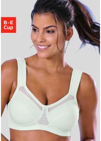H.I.S. Sport-BH H.I.S "ohne B&uuml;gel aus schnell trocknendem COOLMAX-Material", Damen, Gr. 90, Cup E, blau (mint), Microtouch, Obermaterial: 90% Polyester (COOLMAX), 10% Elasthan, BHs Sport-BH, mit breiten, wattierten Tr&auml;gern, gro&szlig;e Gr&ouml;&szlig;en