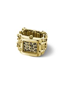 Uhrenring Guess "MOD HEAVY METAL", gold (goldfarben, bunt, goldfarben, bunt), Armbanduhren, Damen, goldfarben, Uhrenring, Quarzuhr, Damenuhr, Edelstahlringschiene, analog