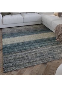 Teppich Wecon Home "Hamptons TWENTYFOUR", grau (grau blau), B:80cm H:10mm L:230cm, Polyester, Teppiche, Teppich, L&auml;ufer, Kurzflor, Wohnzimmer, Schlafzimmer, elegant, robust, Streifen