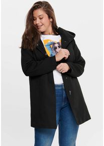 Langjacke Only CARMAKOMA "CARSEDONA LIGHT COAT OTW", Damen, Gr. XL, schwarz, Web, Obermaterial: 85% Polyester, 15% Baumwolle. Futter: 100% Polyester, unifarben, Basic, figurbetont Po-bedeckend, hoch geschlossener Ausschnitt, Jacken Langjacke, mit Kapuze, Topseller