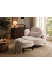 Loveseat OTTO HOME "Riko Sessel, B: 110 cm, Sitzh&ouml;he: 44 cm", beige (creme), B:110cm H:84cm T:110cm, 100%PES, Sessel, Loveseat, XXL- Sessel, mit Stauraumhocker, R&uuml;ckenst&uuml;tze & 4 Zierkissen, Topseller