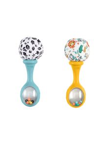 Rassel Fisher-Price "Rumba-Rasseln mit Stoff, blau/gelb", bunt, Greifspielzeug, BabyH:14cm L:3cm, Kunststoff, Rassel, H:14cm L:3cm