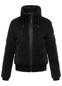Pl&uuml;schjacke Navahoo "Pl&uuml;schjacke Schneepuder 14", Damen, Gr. XL, schwarz, Obermaterial: 100% Polyester PES. Obermaterial: Futter: 100% Polyester PES. 100% Polyester PES., gerade h&uuml;ftbedeckend, hoch geschlossener Ausschnitt, eng B&uuml;ndchen, Jacken Pl&uuml;schjacke, warme Damen Teddyjacke f&uuml;r den Winter