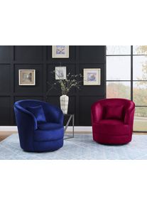 Drehsessel OTTO HOME "Colin", rot, B:84cm H:84cm T:85cm, 100% PES, Sessel, Drehsessel, 360&Acirc; frei drehend, in Samtveloursbezug, inkl. Zierkissen