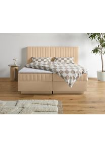 Boxbett HOMSY BY ANA JOHNSON "Moonio inkl. Bettkasten", beige, B:207cm L:214cm, Komplettbetten, Boxbett, erh&auml;ltlich in verschiedenen Breiten und H&auml;rtegraden