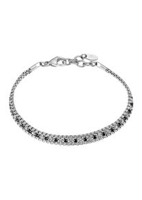Armband Lotus "Ionic", schwarz (edelstahlfarben, kristallwei&szlig;, schwarz, kristallwei&szlig;, schwarz), Armb&auml;nder, Damen, 17,6cm, Edelstahl, Armband, mit Glasstein