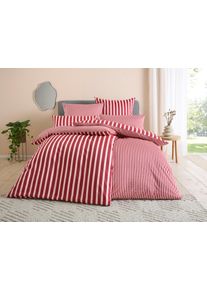 Wendebettw&auml;sche HOMSY BY ANA JOHNSON "Cosimera", rot (bordeaux, rosa), B/L: 155cm x 220cm, 1 Stk., 1 Stk., Satin-Tencel, B/L: 80cm x 80cm, 2, Satin-Tencel, Obermaterial: 70% Baumwolle, 30% Lyocell (TENCEL&trade;), Bettw&auml;sche, Wendebettw&auml;sche, ab Gr. 135x200 cm, mit Streifen, 70% Baumwolle, 30% Lyocell (TENCEL&trade;)