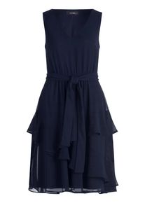 Cocktailkleid Vera Mont "Cocktailkleid mit Volant", Damen, Gr. 44, EURO, blau (night sky), Obermaterial: 100% Polyester Pol. recyc.., Kleider Cocktailkleid