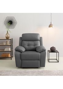 Relaxsessel OTTO HOME "Lannilis mit Liegefunktion, Fernsehsessel", grau, B:97cm H:100cm T:92cm, Kunstleder 100% Polyurethan, Sessel, Relaxsessel, mit manueller und elektrischer Relaxfunktion, grau