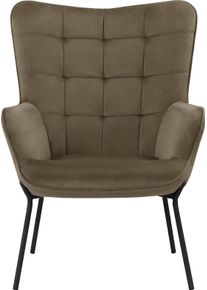 Loungesessel OTTO HOME "Luukas, Ohrensessel mit Metallbeinen", braun (mocca, schwarz), B:73cm H:99cm T:80cm, Sessel, Loungesessel, Stoff recyceltes Polyester, Sitz und R&uuml;cken gepolstert, Sitzh&ouml;he 46 cm