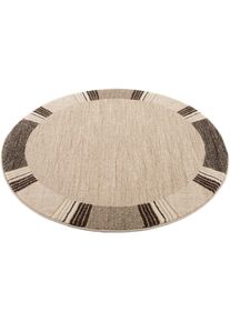 Teppich OCI DIE TEPPICHMARKE "CASTLE FLORA, auch als L&auml;ufer und Rund", braun (beige, braun), H:20mm &Oslash;:200cm, Polypropylen (PP), Teppiche, Teppich, dichter Fris&eacute; Kurzflor, farbiger Bord&uuml;re, Wohnzimmer, Schlafzimmer