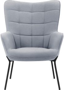 Loungesessel OTTO HOME "Luukas, Ohrensessel mit Metallbeinen", schwarz (hellgrau, schwarz), B:73cm H:99cm T:80cm, Sessel, Loungesessel, Stoff recyceltes Polyester, Sitz und R&uuml;cken gepolstert, Sitzh&ouml;he 46 cm