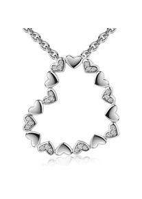 Kette mit Anh&auml;nger "Schmuck Geschenk Silber 925 Halskette mit Kettenanh&auml;nger Herz", silber (silberfarben, kristallwei&szlig;), ANISTON JEWELRY & WATCHES, Halsketten, Damen, Silber 925 (Sterlingsilber), L: 45 B: 1,1mm, Kette mit Anh&auml;nger, Made in Germany - mit Zirkonia (synth.), B:1,1mm