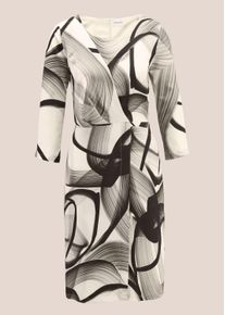 Madeleine Mode Sommerkleid MADELEINE "Kleid Wickelkleid mit Grafikprint, 3/4-Arm", Damen, Gr. 42, N-Gr, wei&szlig; (sanftes wei&szlig;, multicolor), Obermaterial: 100% Viskose CV., Modern, normal, Kleider Sommerkleid