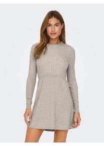Strickkleid Only "ONLFIA LS CABLE DRESS KNT", Damen, Gr. M, N-Gr, Langarm, Strick, beige (weatherot teak detail:melange), Strick, Obermaterial: 50% Viskose, 27% Nylon, 23% Polyester, meliert, regular fit ca. Mitte Oberschenkel, Rundhals, Kleider Strickkleid, Viskosemischung, regular fit, Topseller