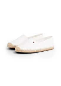 Espadrille Tommy Hilfiger "FLAG CANVAS ESPADRILLE", Damen, Gr. 41, Baumwolle, beige (ecru), unifarben, Schuhe Espadrille, Slipper, Flats, Bequemschuh, Jutebezug und Ziern&auml;hten, schmale Form