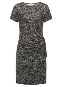 Shirtkleid Ragwear "Shirtkleid Knotta Print", Damen, Gr. XL, N-Gr, schwarz, Obermaterial: 95% Viskose CV. 5% Elasthan EL., Kleider Shirtkleid