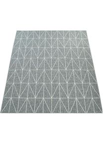 Teppich Paco Home "Brugge 224", grau, B:80cm H:4mm L:150cm, Polypropylen, Teppiche, Teppich, Flachgewebe, modernes gemetrisches Muster, In- und Outdoor geeignet