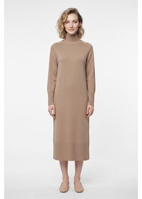Strickkleid BOSS Orange "Fagliatelle Premium Damenmode", Damen, Gr. L, N-Gr, Langarm, Strick, beige (rust, copper 224), Strick, Obermaterial: 60% Schurwolle, 40% Polyacryl, unifarben, gerade lang, Rundhals, Flachstrickb&uuml;ndchen, Kleider Strickkleid, im weichen Wollmix