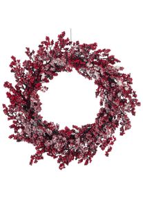 Kunstkranz OTTO HOME "Beerenkranz", rot, H:10cm &Oslash;:55cm, Obermaterial: 100% Kunststoff, Kunstpflanzen, Kunstkranz, mit Frost-Finish