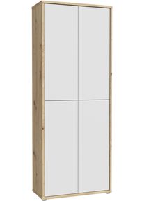 Schuhschrank FORTE "Alice Springs, Schuhschrank, H&ouml;he 191,9 cm, 4 T&uuml;ren, viel Platz", grau (artisan, grau), B:74,5cm H:191,9cm T:34,9cm, Holzwerkstoff, Schr&auml;nke, Schuhschrank, Stauraumschrank, Mehrzweckschrank, Breite 74,5 cm, mit 8 B&ouml;den