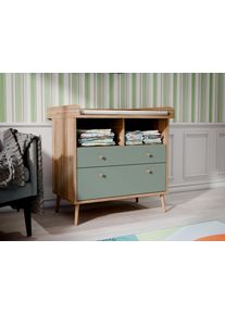 Wickelkommode FORTE "Whenua", beige (mauvelle eiche, salbei, mauvelle eiche), B:89,8cm H:94,4cm T:77cm, Holzwerkstoff, Wickelkommoden, Wickelkommode, Wickelauflage, erh&ouml;hter Rand, 2 farbig, Stauraum offen F&auml;cher etc.