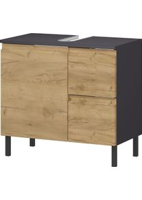 Waschbeckenunterschrank Germania "Scantic", grau (graphit, grandson, eiche, nachbildung), B:60cm H:56cm T:34cm, Holzwerkstoff, MDF, Schr&auml;nke, Waschbeckenunterschrank, mit Siphonausschnitt