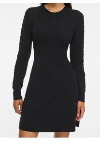Strickkleid Vila "VIKERRY O-NECK KNIT DRESS - NOOS", Damen, Gr. S, N-Gr, Langarm, Strick, schwarz (schwarz beauty), Strick, Obermaterial: 53% Polyester, 30% Viskose, 17% Polyamid, unifarben, regular fit knielang, Rundhals, Kleider Strickkleid, Materialmix, regular fit