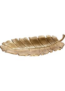 Schale Gilde "Schale Blatt Blatto", gold (goldfarben), B:61cm H:9cm T:29cm, Aluminium, Sch&uuml;sseln, Schale, Dekoschale, Blattdekor, Tischdeko, Naturinspiration, stilvolle Deko