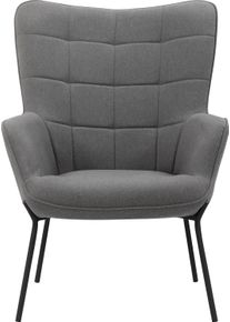 Loungesessel OTTO HOME "Luukas, Ohrensessel mit Metallbeinen", schwarz (anthrazit, schwarz), B:73cm H:99cm T:80cm, Sessel, Loungesessel, Stoff recyceltes Polyester, Sitz und R&uuml;cken gepolstert, Sitzh&ouml;he 46 cm